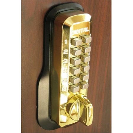 Lockey Mechanical Keyless Deadbolt Ez Mount Plate Lock - Bright Brass Finish LO327121